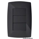 Conjunto Interruptor Triplo (2 Simples + 1 Paralela) 4x2 - (HOME PRETO GRAFITE)